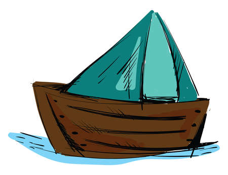 Boat on water, illustration, vector on white background.のイラスト素材