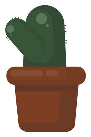 Fat cactus in pot, illustration, vector on white background.のイラスト素材