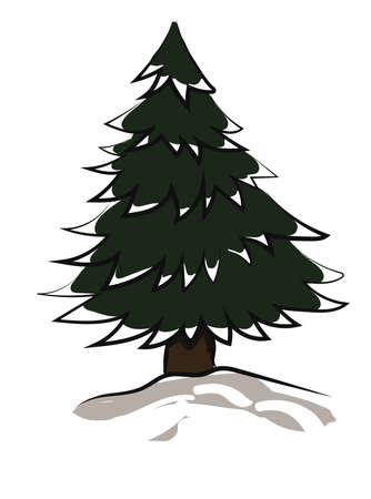 Christmas tree, illustration, vector on white background.のイラスト素材