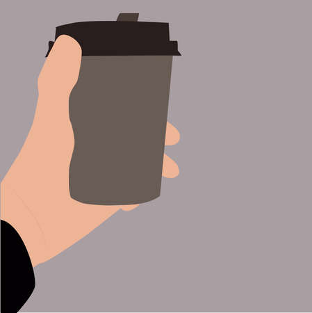 Coffee cup in hand, illustrationのイラスト素材