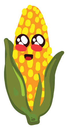 Cute little corn, illustration, vector on white background.のイラスト素材