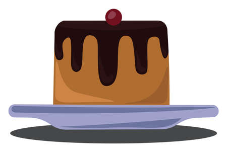 Chocolate cake, illustration, vector on white background.