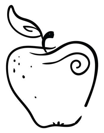 Apple sketch, illustration, vector on white background.のイラスト素材