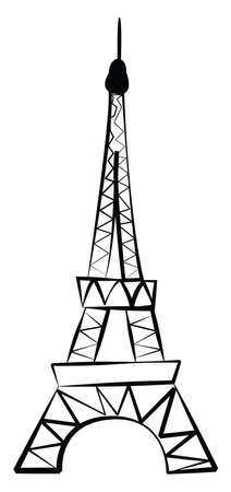 Eifel tower drawing, illustration, vector on white background.のイラスト素材
