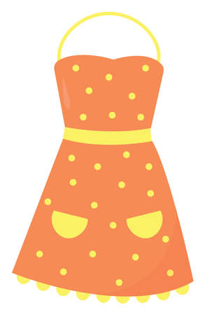 Orange kitchen apron, illustration, vector on white background.のイラスト素材
