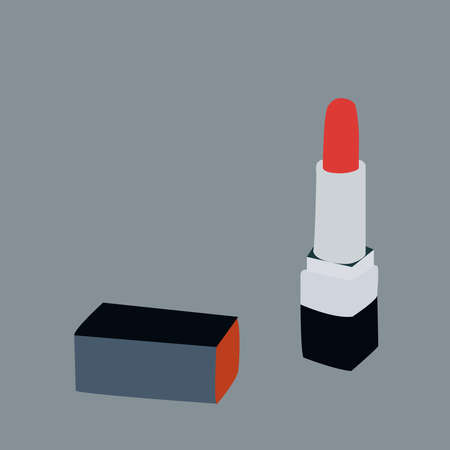 Red lipstick, illustration, vector on white background.のイラスト素材