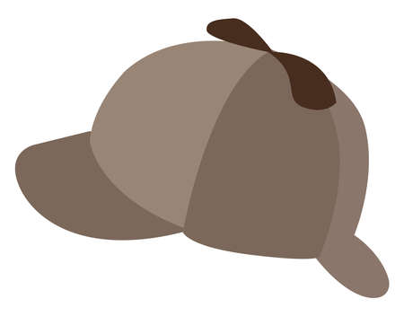 Brown sherlock hat, illustration, vector on white background.のイラスト素材