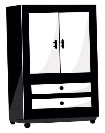 Black wardrobe, illustration, vector on white background.のイラスト素材