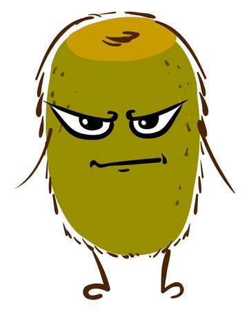 Green kiwi fruit, illustration, vector on white background.のイラスト素材