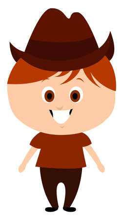 Little cowboy, illustration, vector on white background.のイラスト素材