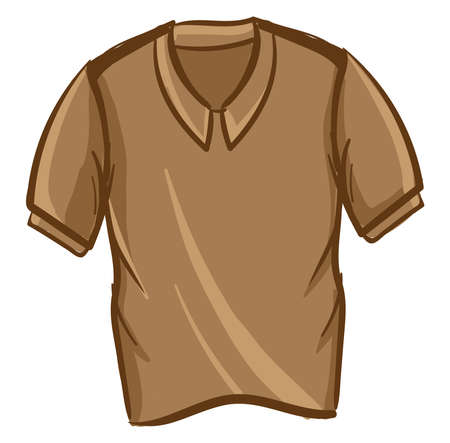 Brown t-shirt, illustration, vector on white background.のイラスト素材