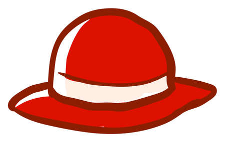 Red woman hat, illustration, vector on white background.のイラスト素材