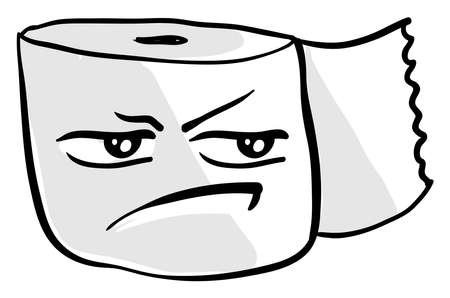 Angry toilet paper, illustration, vector on white background.のイラスト素材