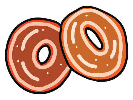 Bagels drawing, illustration, vector on white background.のイラスト素材