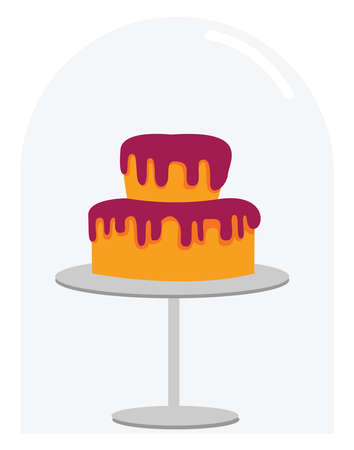 Cake on display, illustration, vector on white background.のイラスト素材
