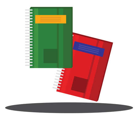 Green and red copybooks, illustration, vector on white background.のイラスト素材
