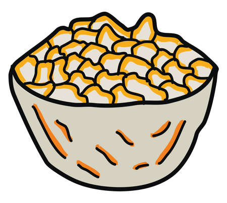 Cheese in bowl, illustration, vector on white background.