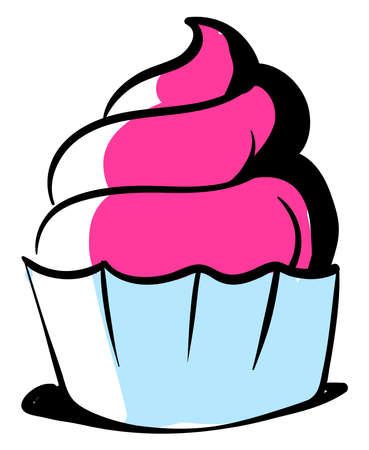 Pink cupcake, illustration, vector on white background.