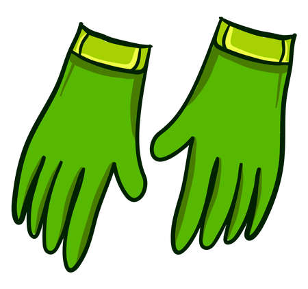 Green gloves, illustration, vector on white background.のイラスト素材