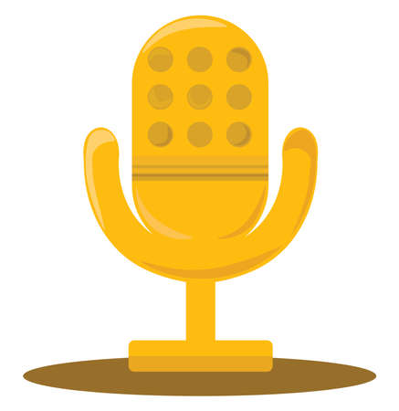 Golden microphone, illustration, vector on white background.のイラスト素材