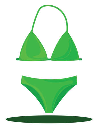 Green swimsuit, illustration, vector on white background.のイラスト素材
