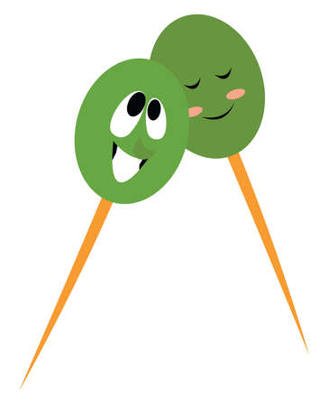 Green olives, illustration, vector on white background.のイラスト素材