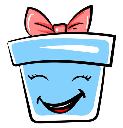 Big blue gift box, illustration, vector on white background.のイラスト素材