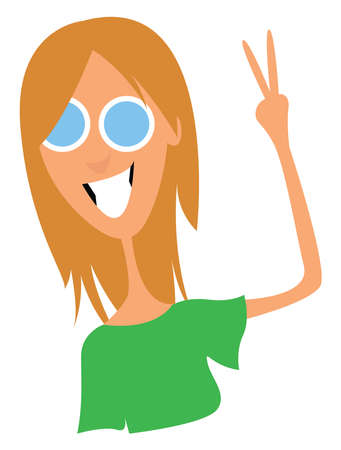 Hippie boy, illustration, vector on white background.のイラスト素材