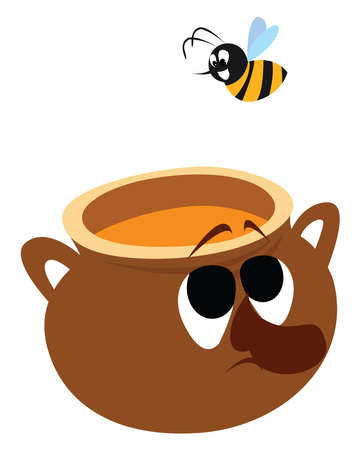 Honey pot, illustration, vector on white background.のイラスト素材