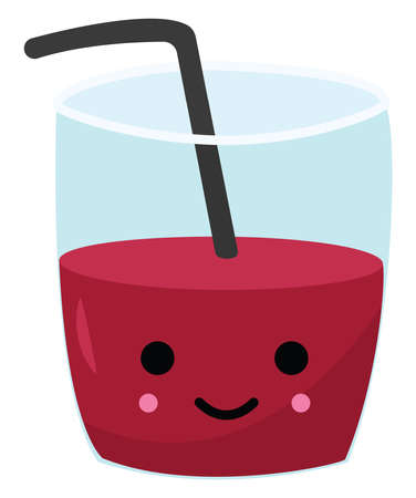 Red juice in glass, illustration, vector on white background.のイラスト素材