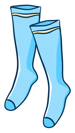 Blue socks, illustration, vector on white background.のイラスト素材