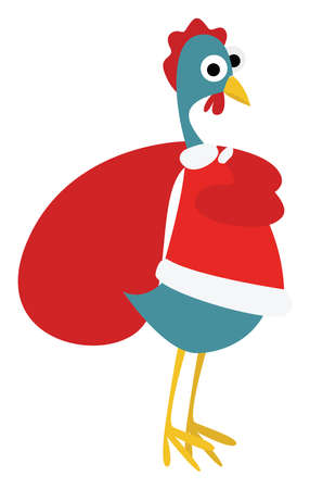 Santa with present, illustration, vector on white background.のイラスト素材