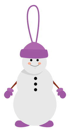 Snowman tree toy, illustration, vector on white background.のイラスト素材