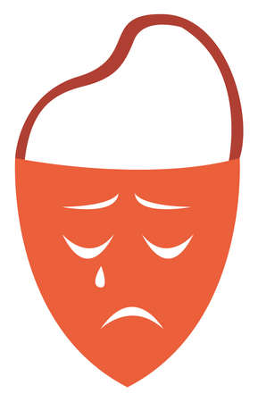 Sad mask, illustration, vector on white background.のイラスト素材