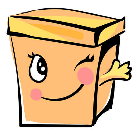 Winking gift box, illustration, vector on white background.のイラスト素材