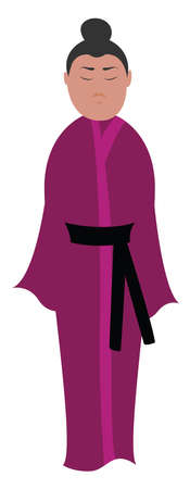 Purple kimono, illustration, vector on white background.のイラスト素材