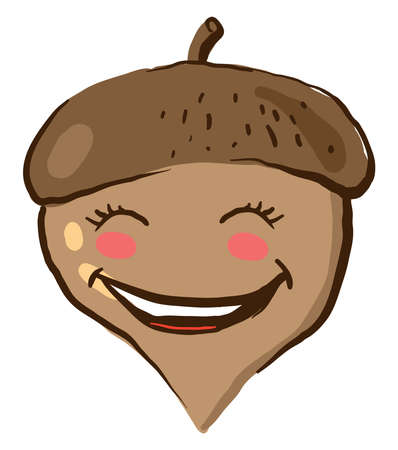 Cute acorn, illustration, vector on white background.のイラスト素材