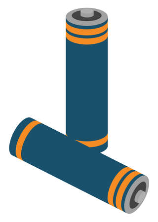 Pair of batteries, illustration, vector on white background.のイラスト素材