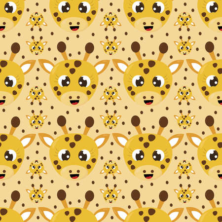 Giraffe pattern, illustration, vector on white background.のイラスト素材