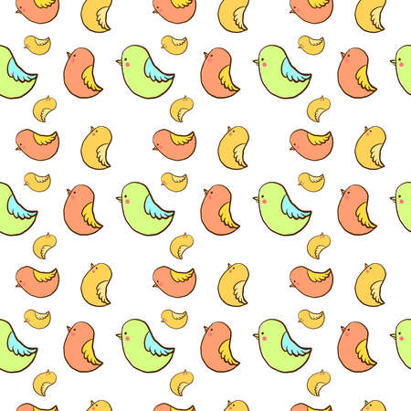 Birds wallpaper, illustration, vector on white background.のイラスト素材