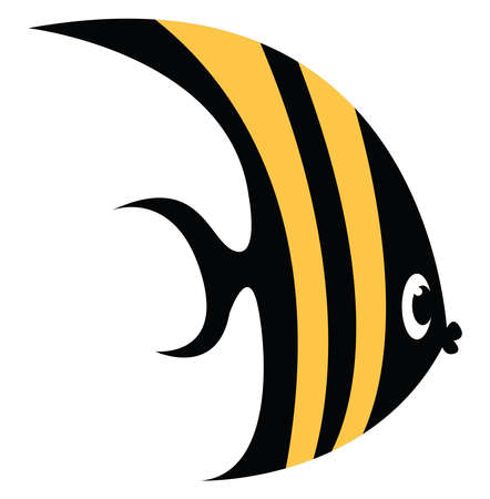 Black and yellow fish, illustration, vector on white background.のイラスト素材