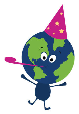 Birthday planet, illustration, vector on white background.のイラスト素材