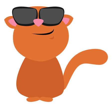 Cat with glasses, illustration, vector on white background.のイラスト素材