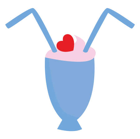 Cocktail for two, illustration, vector on white background.のイラスト素材