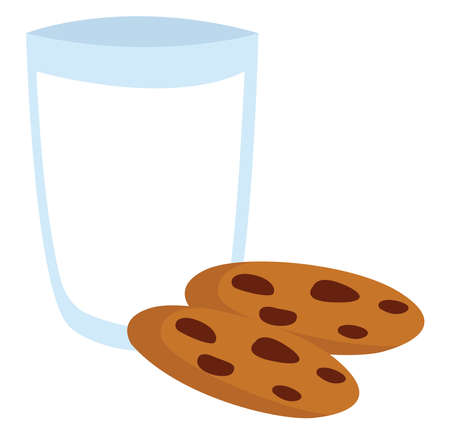Cookie with milk, illustration, vector on white background.のイラスト素材