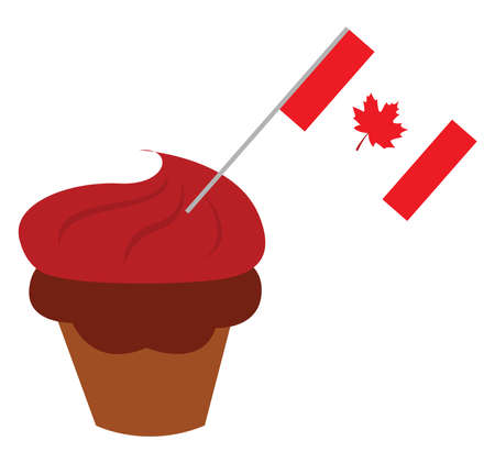 Canadian cupcake, illustration, vector on white background.のイラスト素材
