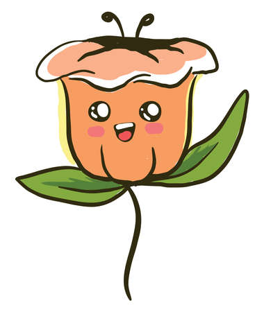 Cute orange flower, illustration, vector on white background.の写真素材