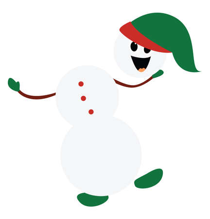 Dancing snowman, illustration, vector on white background.のイラスト素材