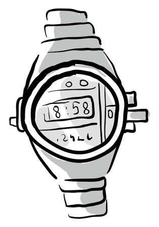 Wristwatch drawing, illustration, vector on white background.のイラスト素材
