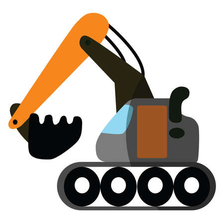 Excavator, illustration, vector on white background.